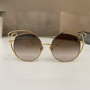 Linda Farrow Gold and Brown Sunglasses